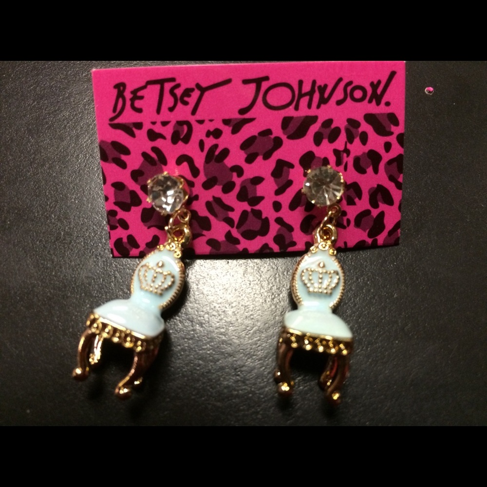 Betsey Johnson Blue Chair Earrings
